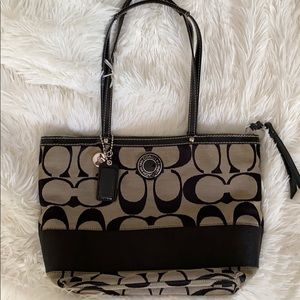 Coach Signature Stripe Sis Tote